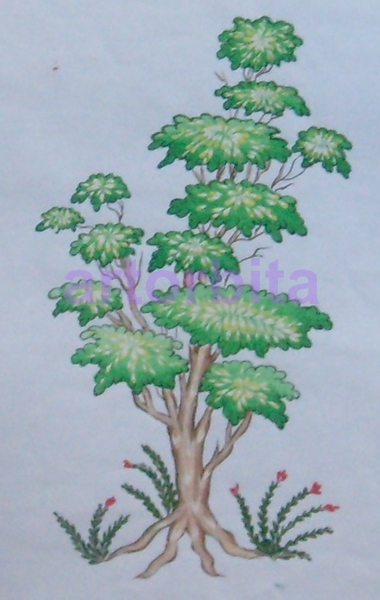 Рисунок. Дерево - миниатюрная живопись - палех